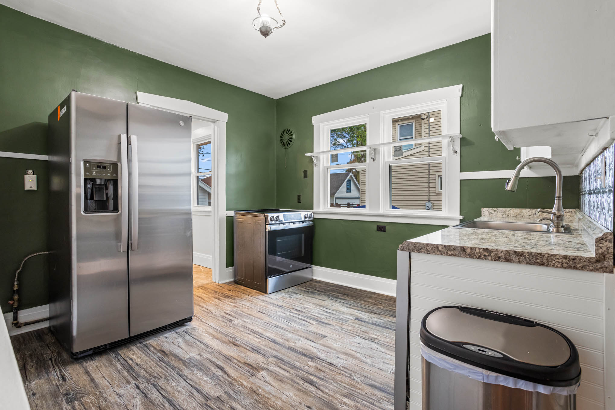 Kitchen with stainless steel appliances