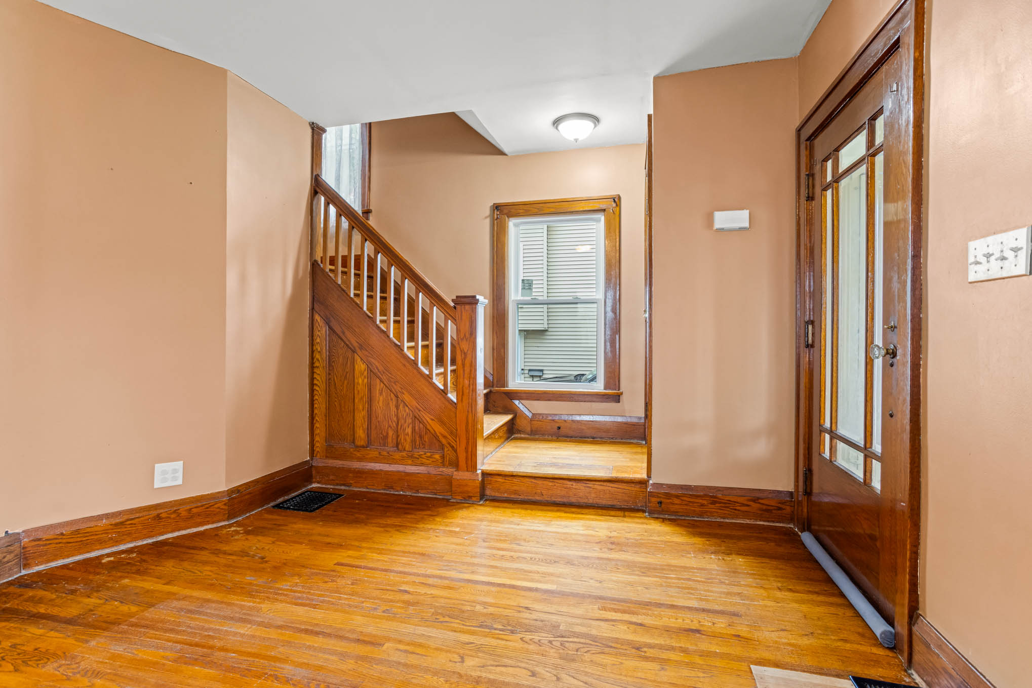 Wood staircase and entry