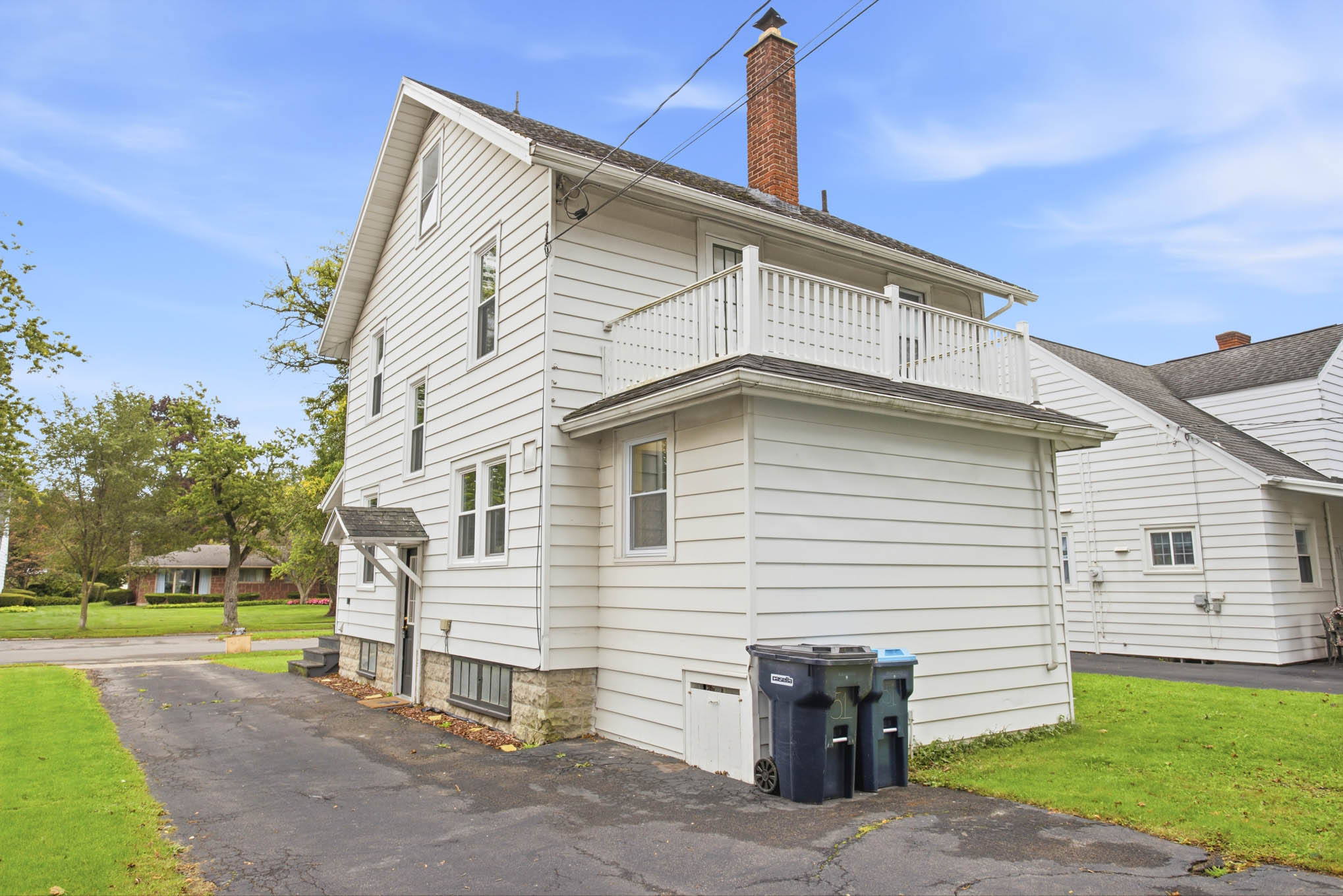Rear exterior and balcony