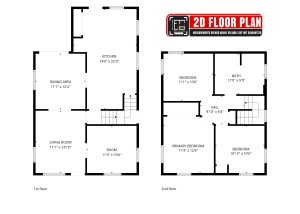 First- and second-floor plans for 52 North Lyon Street in Batavia, New York