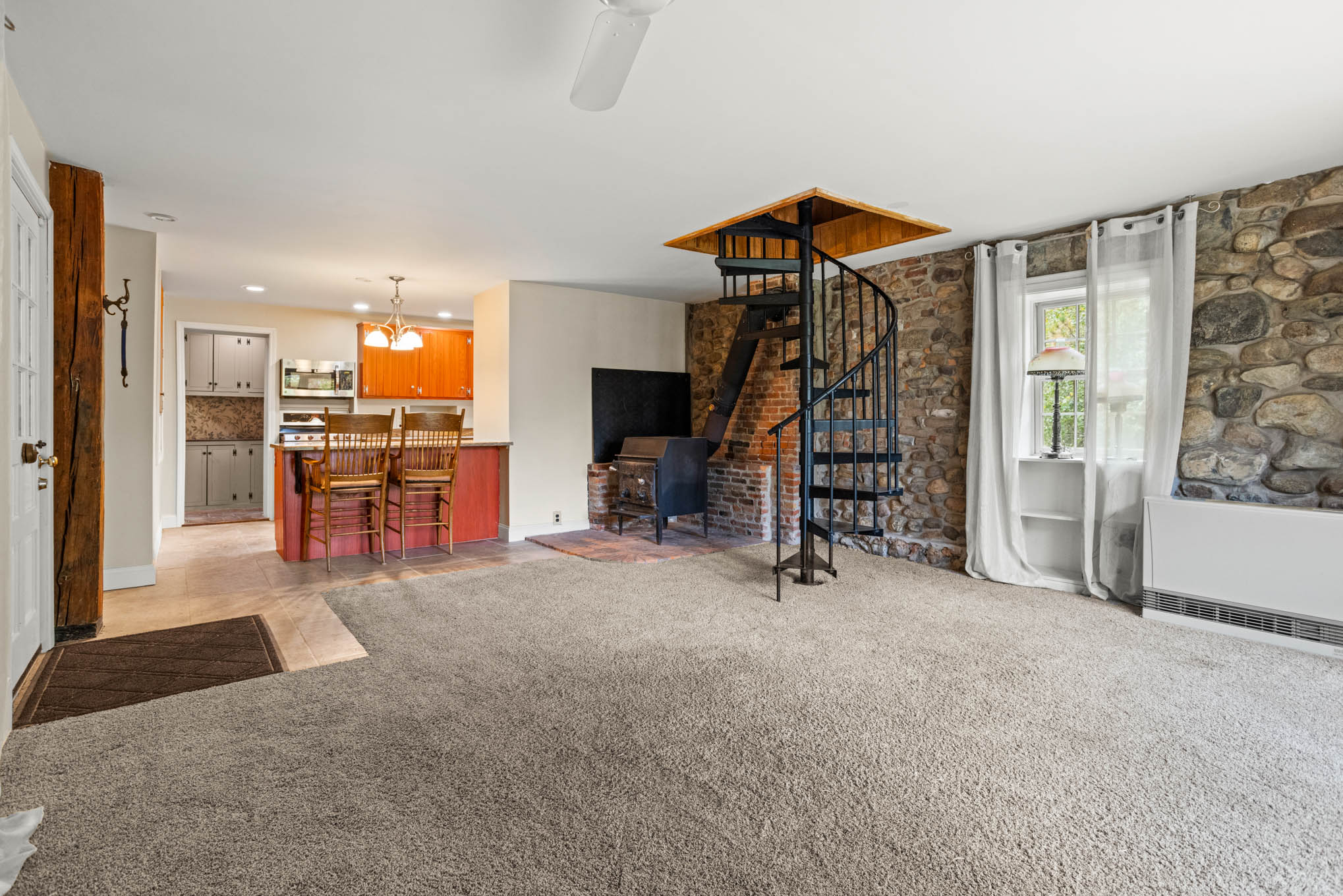Family room opening to kitchen