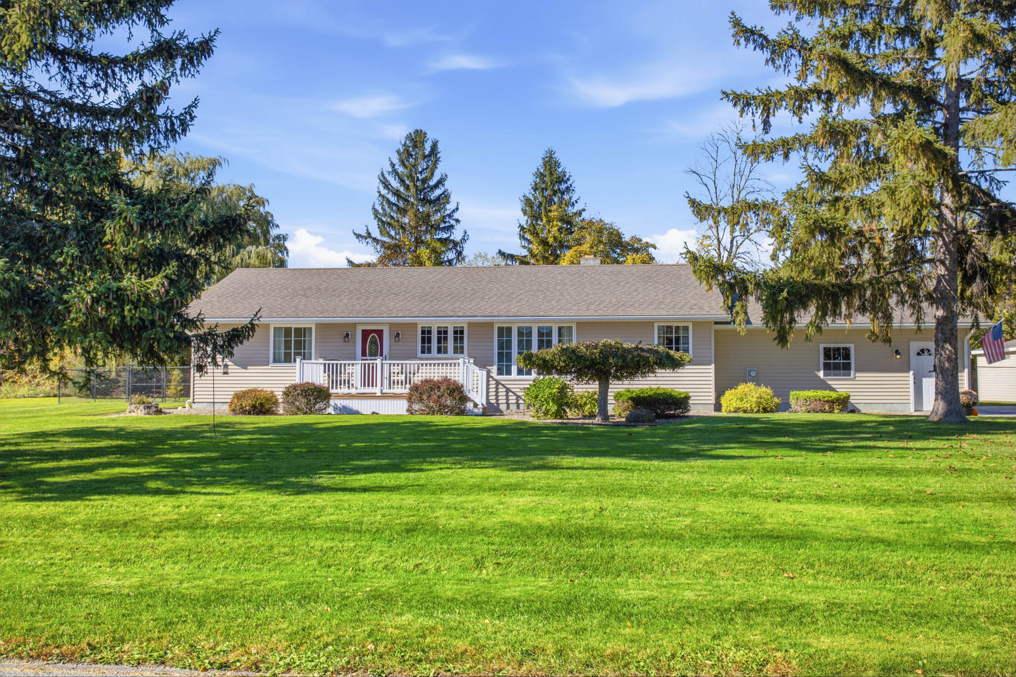 Front exterior and lawn