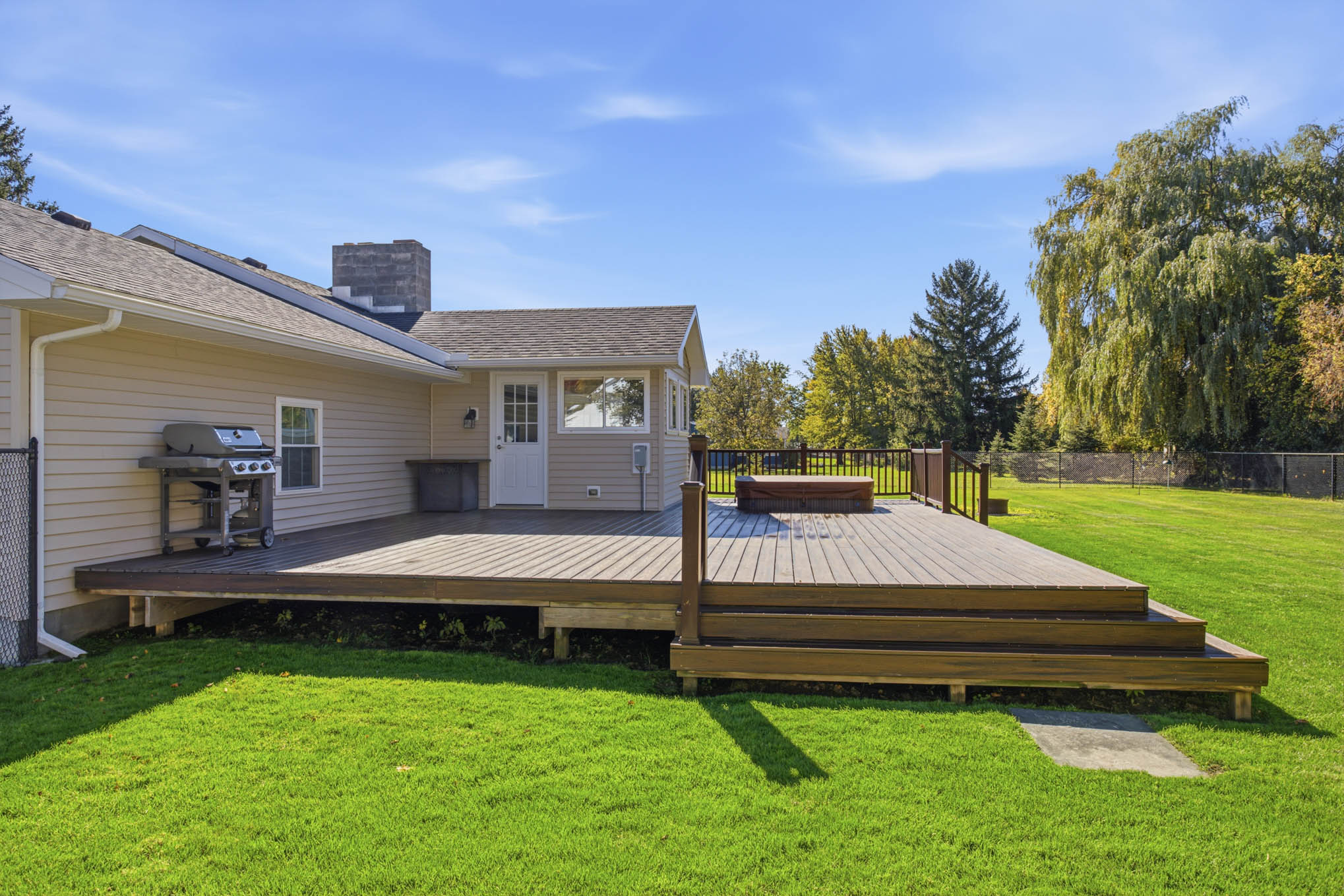 Deck with hot tub